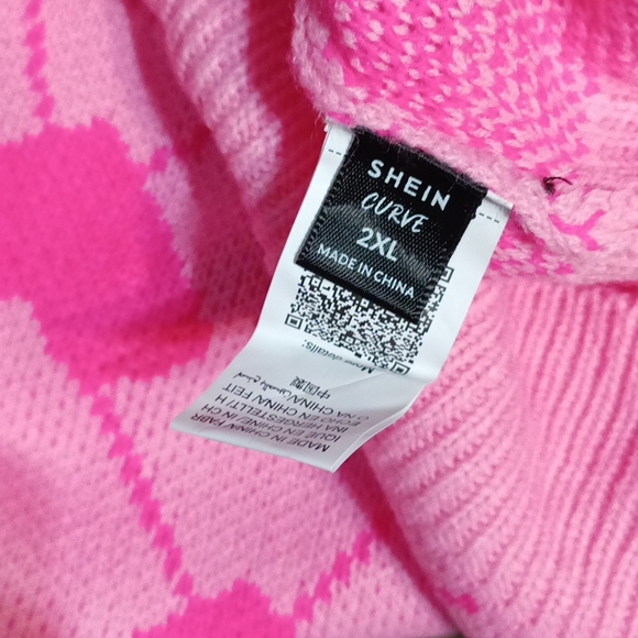 Shein Plus pink with pink  heart pattern drop shoulder cardigan duster s… - Picture 17 of 17